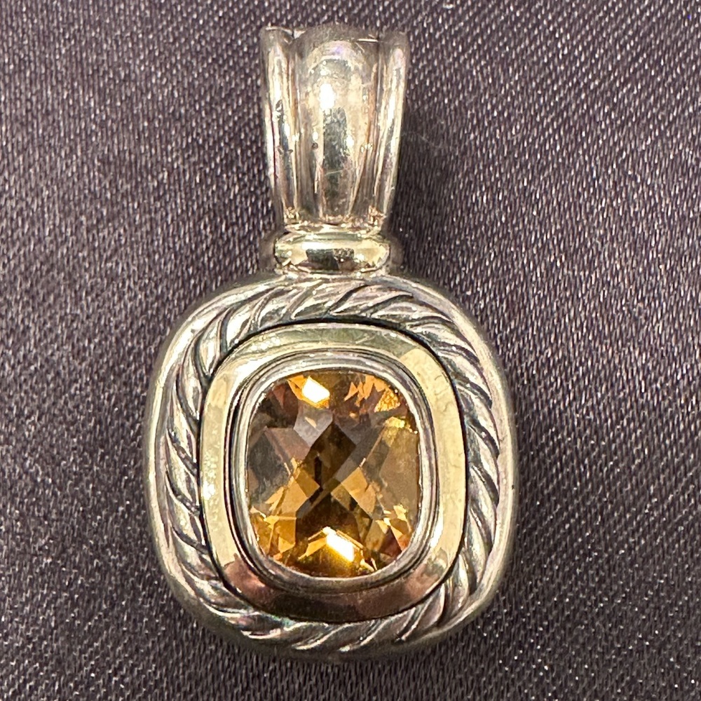 David Yurman Silver Pendant with Gold Gemstone
